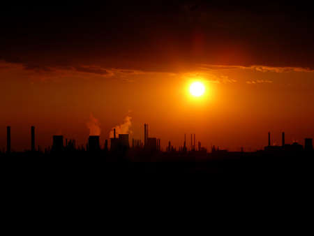           Silhouette Of Factory @ Sunset