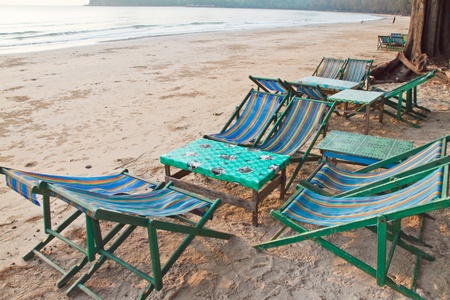 Bench, relax by the beachの写真素材