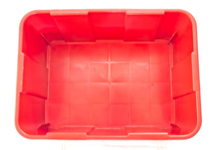 Red plastic box on a white backgroundの写真素材