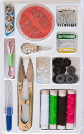 Scissors in the sewing toolkitの写真素材