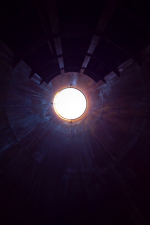The light is above smokestackの写真素材