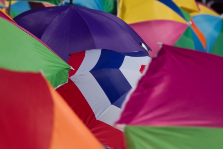 Colors umbrellas with the sunlightの写真素材