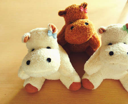 Dolls hippo white on wooden floor