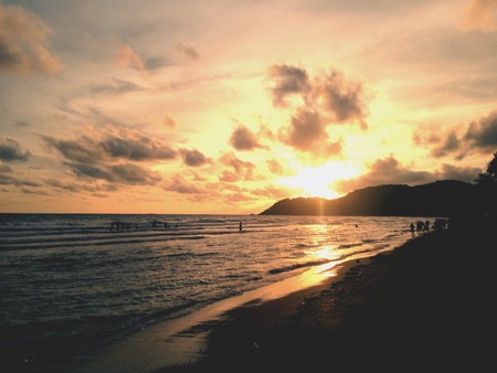 Evening sunshine in the sky with the sea