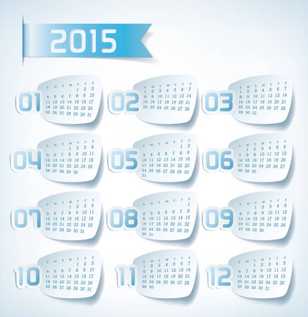 2015 Yearly Calendar. Sticker labels design illustrationのイラスト素材