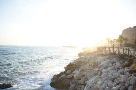 rocks and beach in Spainの写真素材