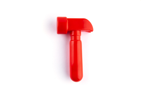 Red hammer isolated on white. Place for texs.の写真素材