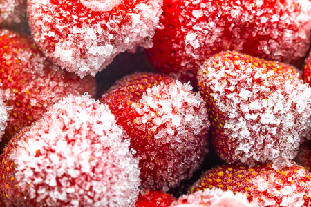 Frozen strawberry closeup. The concept of healthy eating.の写真素材