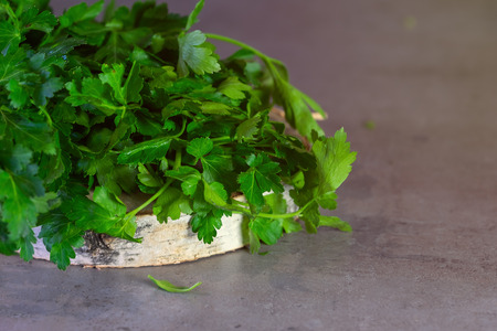 Greens for salad, on a gray background. The concept of healthy eating.の写真素材