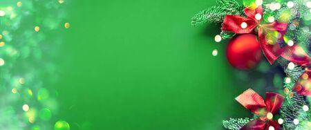 Christmas composition. Background with gift box and decorations.の写真素材