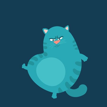 Cute funny cat in cartoon style,childrens textiles.のイラスト素材