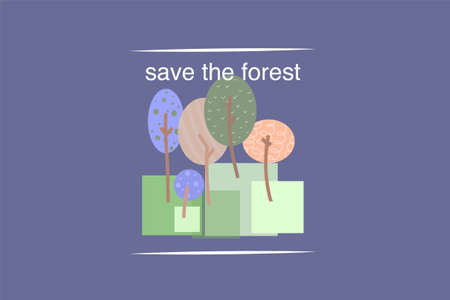 Abstract trees of different shapes and colors, unusual design. Nature concept. Pastel shades .のイラスト素材