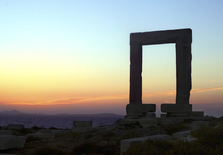 the portara gate in Naxos island Greeceの写真素材