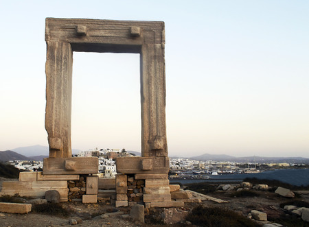 the Portara gate in Naxos island Greeceの写真素材