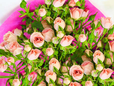 bouquet with small pink rosesの写真素材