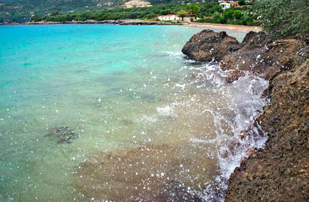 waves on the rocksの写真素材