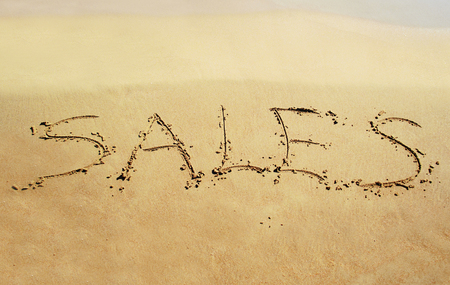 sales note on the sandの写真素材