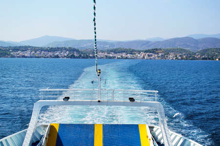 greywater of ferry boat in Greeceの写真素材
