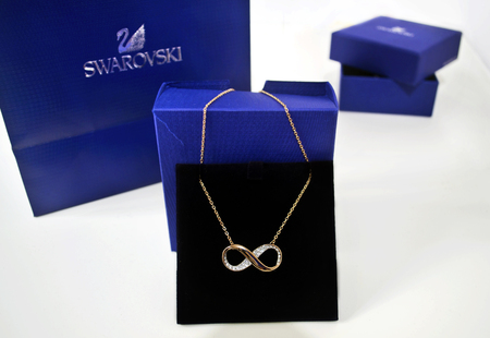 ATHENS GREECE, JANUARY 27 2016: still life of a swarovski infinity necklaceのeditorial素材