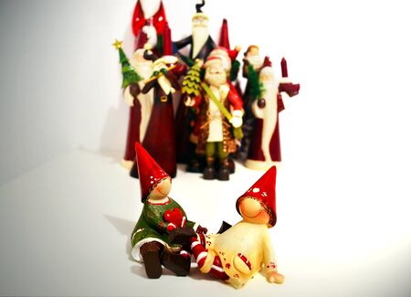christmas santa claus and ornaments home decor conceptの写真素材
