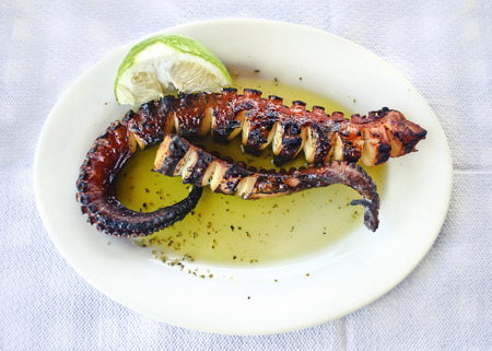 seafood - octopus at a greek tavernの写真素材