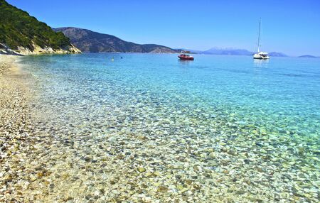 beach at Ithaca Ionian islands Greeceの写真素材
