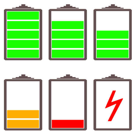 battery charge levels illustration with white backgroundの写真素材