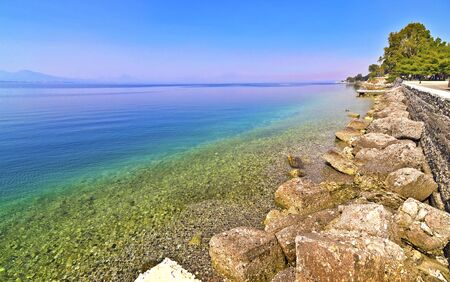 landscape of Loutraki beach Greeceの写真素材