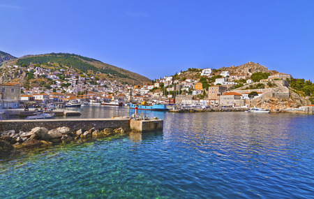 landscape of Hydra island Saronic Gulf Greeceの写真素材