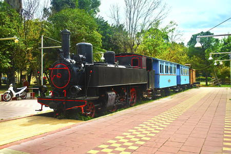 KALAMATA PELOPONNESE GREECE, APRIL 04 2016: municipal railway park of Kalamata Messinia Greece....