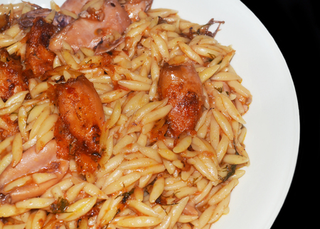 cuttlefish and squid with pasta - greek mediterranean food