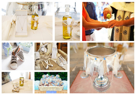 greek Orthodox christening collage - baptism photography collectionの写真素材