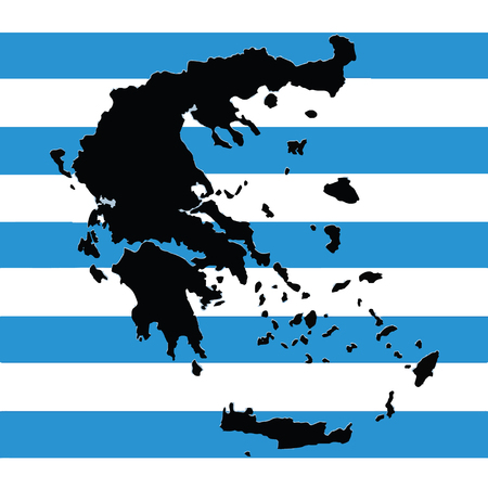 Greece map vector with the greek flag as backgroundのイラスト素材