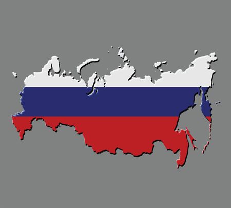 Russia map vector with the russian flag on grey backgroundのイラスト素材