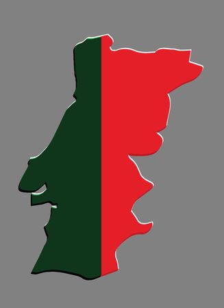 Portugal map vector with the portuguese flag on grey backgroundのイラスト素材