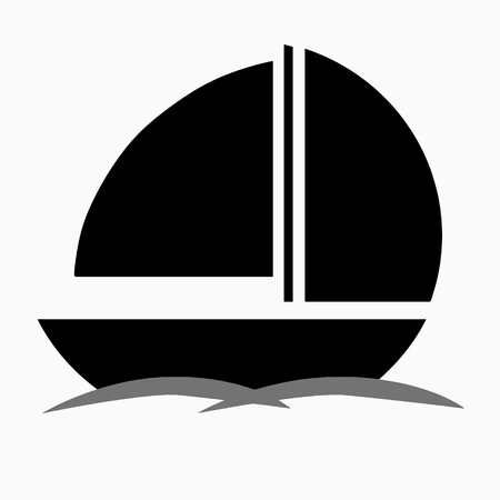 Black boat silhouette vector on white backgroundのイラスト素材