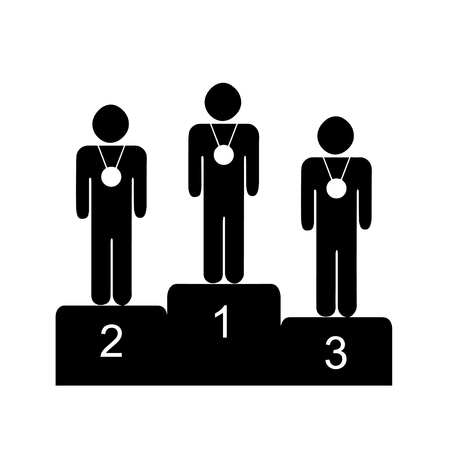 winner athletes standing on the podium vectorのイラスト素材