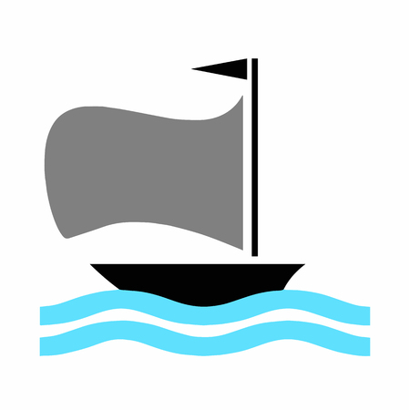 boat vector with blue seaのイラスト素材