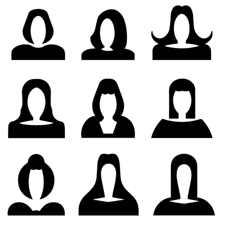 female figures without face - black silhouette vector setのイラスト素材