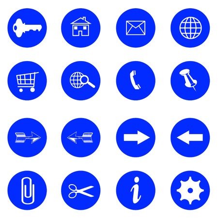 Blue flat buttons with internet iconsのイラスト素材