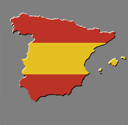 Spain map vector with the spanish flag on grey backgroundのイラスト素材