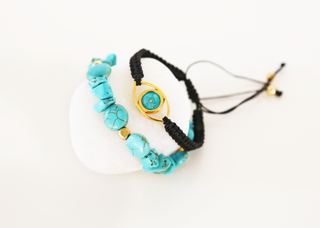 greek jewelry - turquoise gemstone bracelet - evil eye bracelet