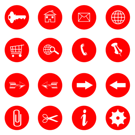 red buttons with internet icons vector set on white backgroundのイラスト素材