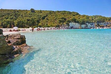 ANTIPAXOS GREECE, AUGUST 30 2017: landscape of Voutoumi beach at Antipaxos island Greece. Editorial use.のeditorial素材