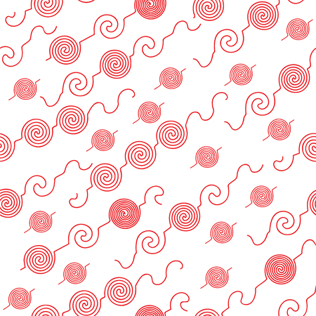 Abstract seamless pattern with red shapes on white background.のイラスト素材
