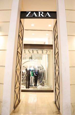 ERMOU ATHENS GREECE, DECEMBER 16 2017: Zara shop at Ermou street Syntagma Athens Greece. Editorial use.のeditorial素材