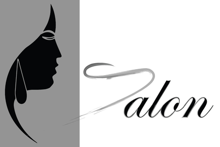 hair salon advertisement - stylish woman profile - black silhouette logoのイラスト素材