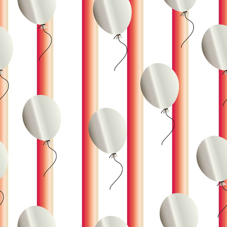 striped seamless pattern with red lines and balloonsのイラスト素材