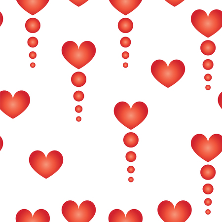 seamless pattern with red hearts and circles vector - Valentines day themeのイラスト素材