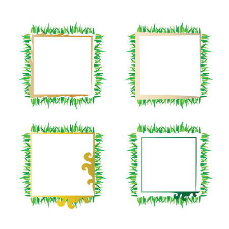 four borders set with green grass vector - isolated on whiteのイラスト素材